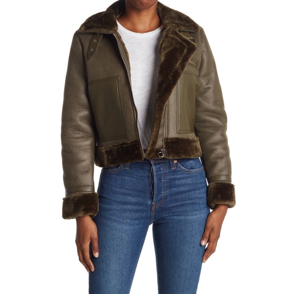 Faux leather cropped bomber jacket - Picture 4 of 8